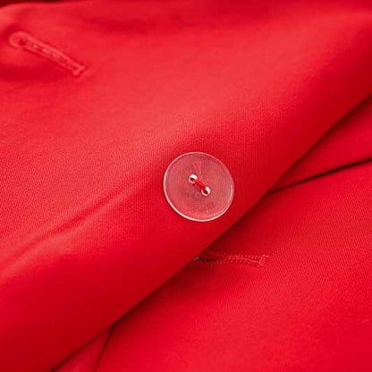 Women's Golden Lion Buttons Red Skirts Blazer Suit Jacket + High Waist Skirts Belt Suit
