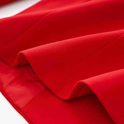 Women's Golden Lion Buttons Red Skirts Blazer Suit Jacket + High Waist Skirts Belt Suit