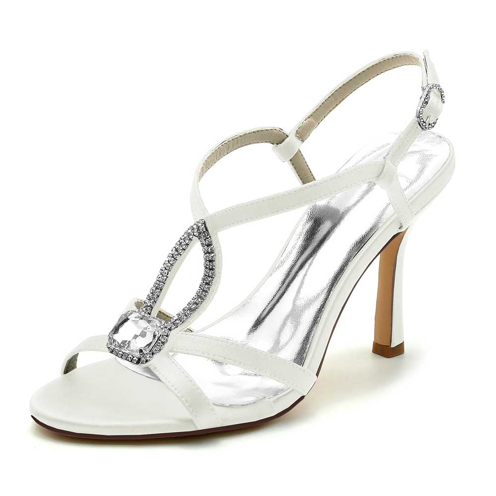 Elegant S&DCo. rhinestone bridal high heels with a stunning jewel accent and a sleek strap design
