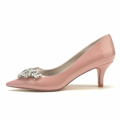 S&DCo. pink rhinestone bridal shoes low heel with embellished design for elegant weddings