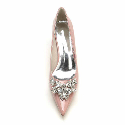 Pink S&DCo. rhinestone bridal shoes low heel with elegant embellishments for weddings