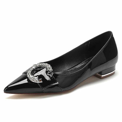 S&DCo. Black Rhinestone Buckle Dress Shoes with Pointed Toe Design for Elegant Looks