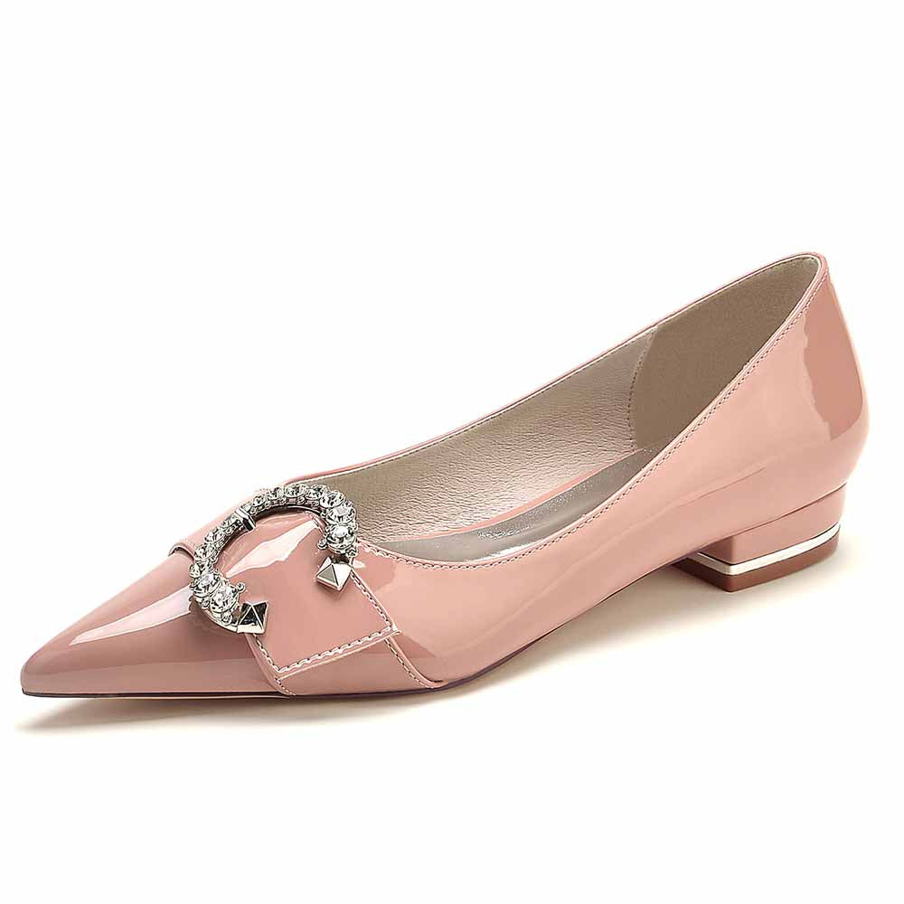 S&DCo. pink flats featuring a rhinestone buckle dress shoes design for elegant occasions