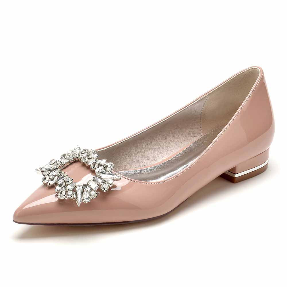 S&DCo. rhinestone flats for weddings in blush pink with decorative gem accents