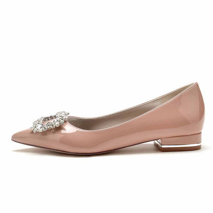 S&DCo. Pink Rhinestone Flats for Weddings with Elegant Crystal Detail on the Toe