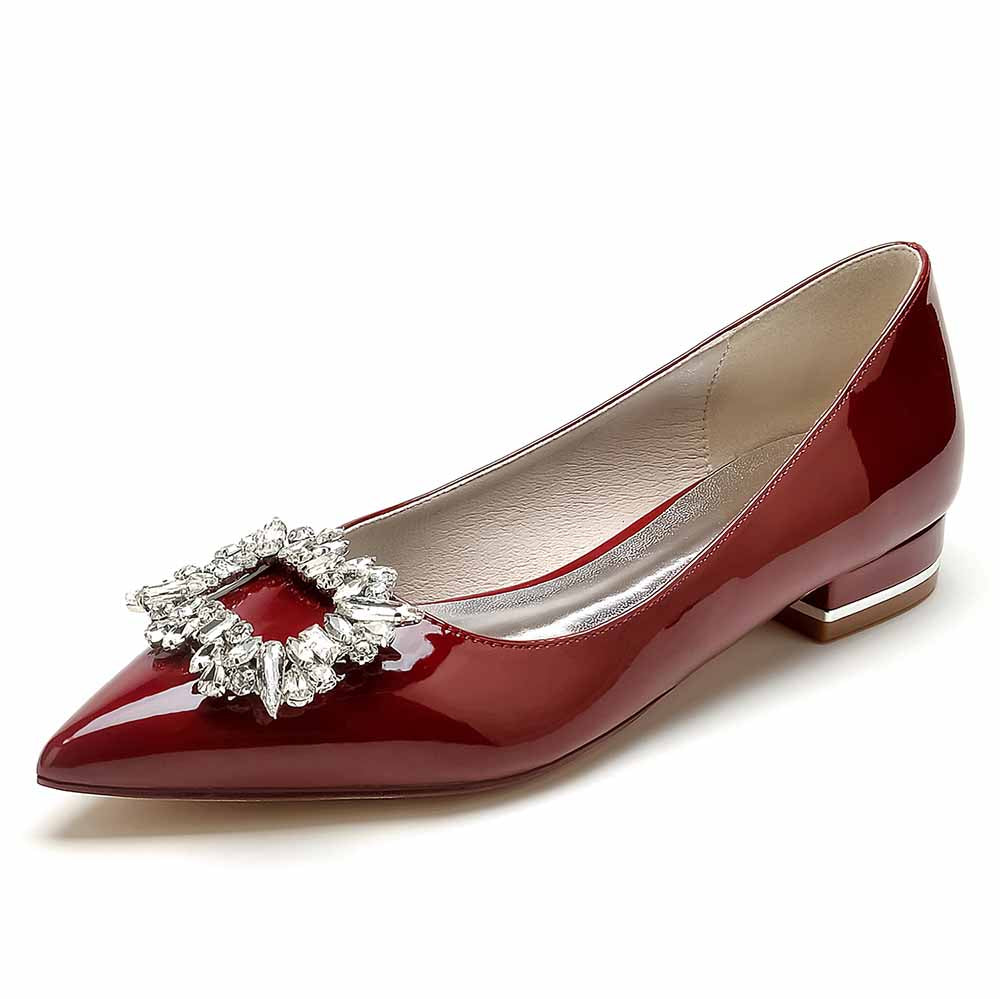 S&DCo. Burgundy Rhinestone Flats for Weddings with Sparkling Decorative Detail