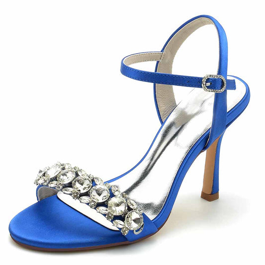 Blue S&DCo. rhinestone high heel sandals for women with an elegant design and ankle strap