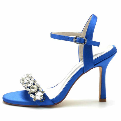 S&DCo. Blue Rhinestone High Heel Sandals for Women Featuring Elegant Ankle Strap and Stylish Design