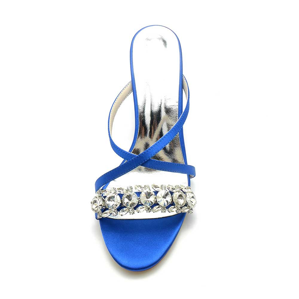 Blue S&DCo. heels with rhinestone embellishments, perfect rhinestone wedding shoes for women