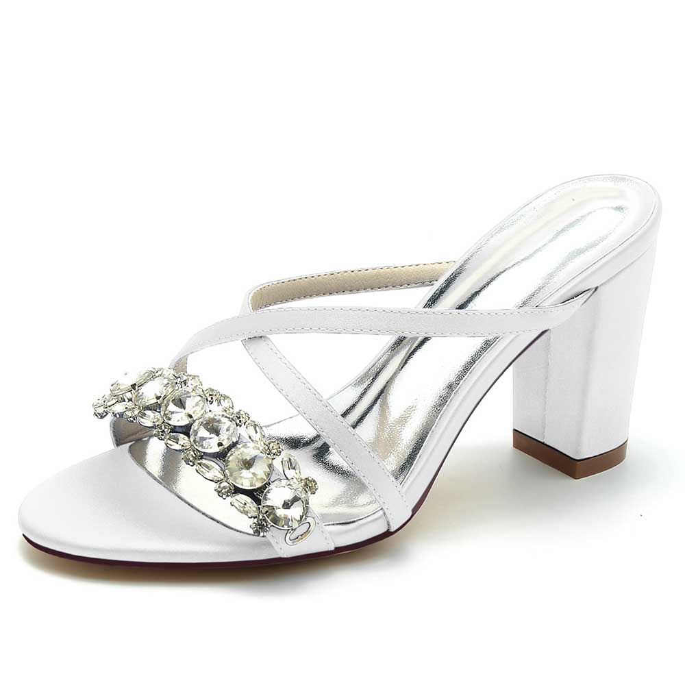 Elegant S&DCo. rhinestone wedding shoes for women with stylish block heels and a chic design