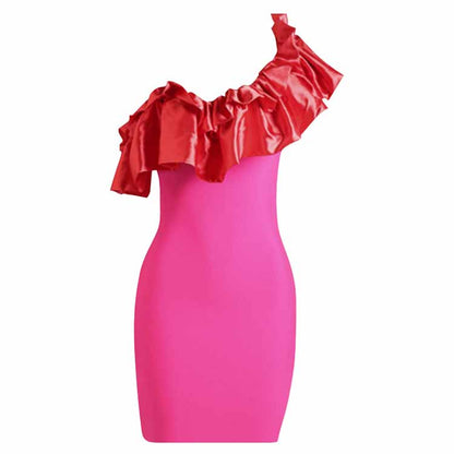 Women 'S Sexy One Shoulder Puff Collar Bodycon Bandage Cocktial Party Dresses