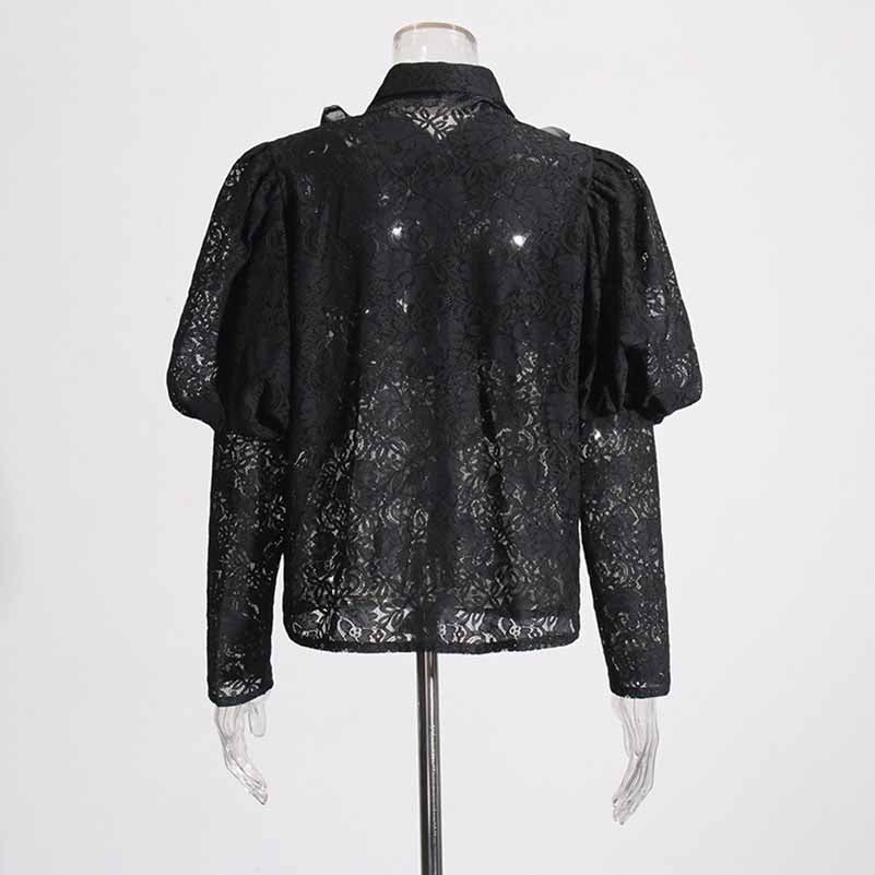 Women's lace shirt with bow