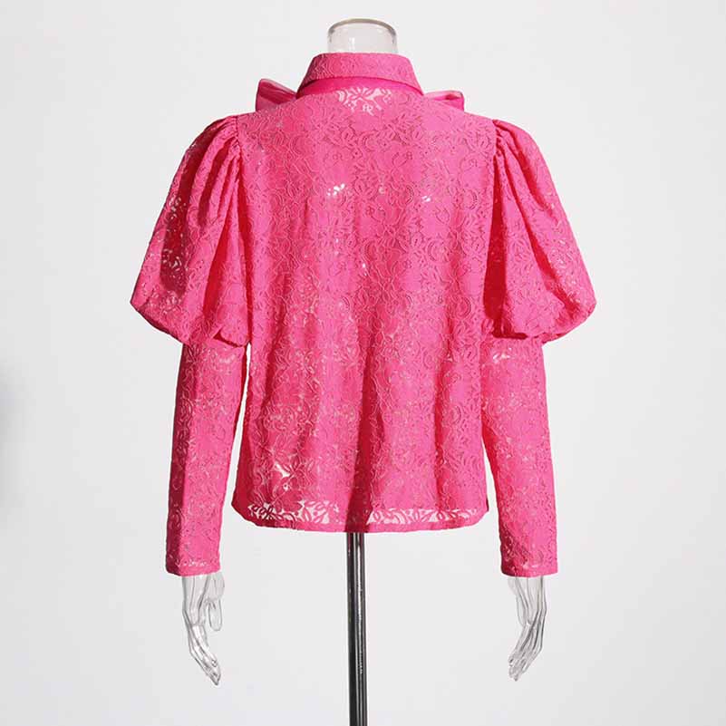 Women's lace shirt with bow