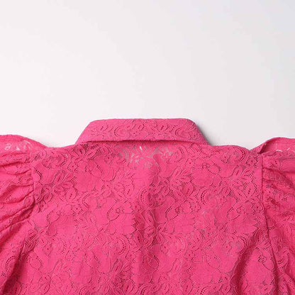 Women's lace shirt with bow