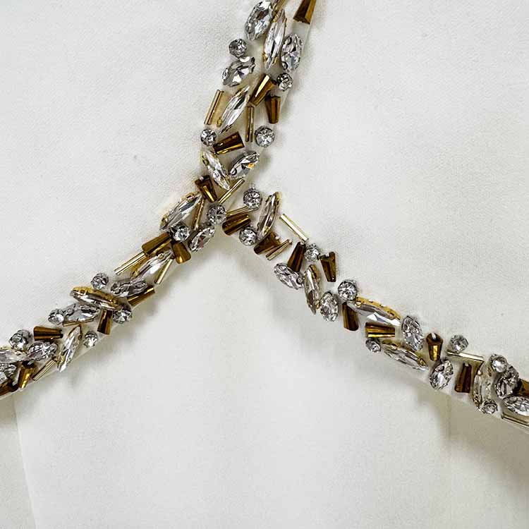 Crystal Embellished Cape Maxi Dress – Crossover Chest Flap Formal Gown