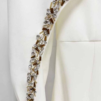 Crystal Embellished Cape Maxi Dress – Crossover Chest Flap Formal Gown