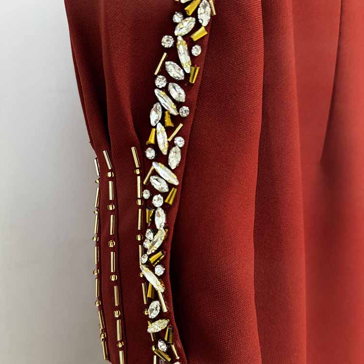 Crystal Embellished Cape Maxi Dress – Crossover Chest Flap Formal Gown