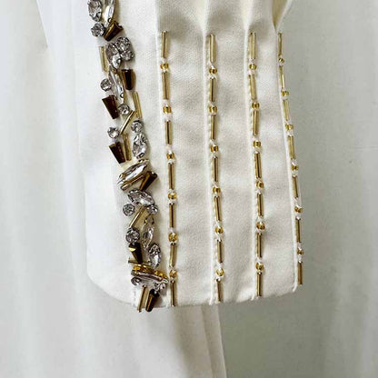 Crystal Embellished Cape Maxi Dress – Crossover Chest Flap Formal Gown