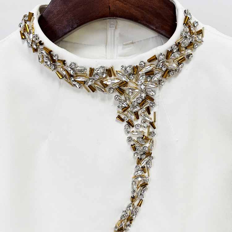 Crystal Embellished Cape Maxi Dress – Crossover Chest Flap Formal Gown