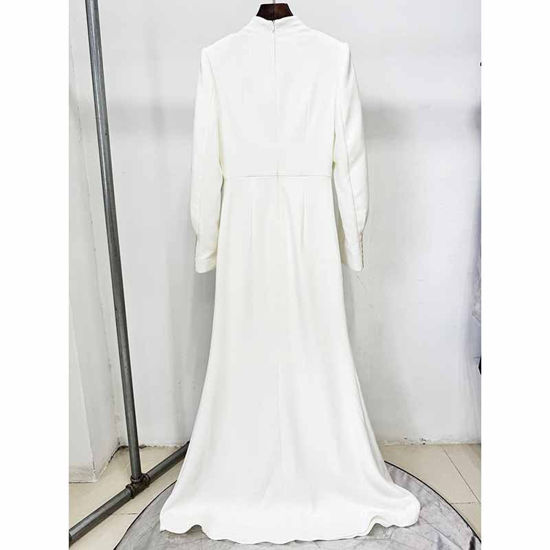 Crystal Embellished Cape Maxi Dress – Crossover Chest Flap Formal Gown