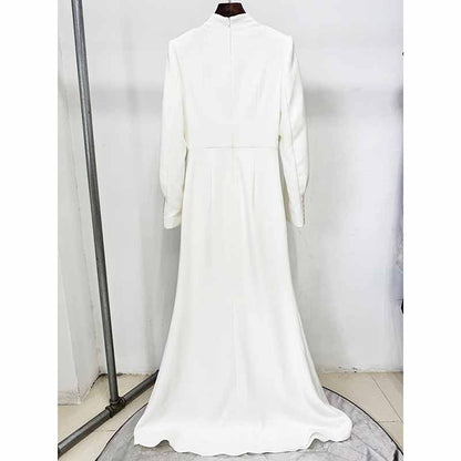 Crystal Embellished Cape Maxi Dress – Crossover Chest Flap Formal Gown