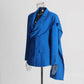 Women Royal Blue Blazer Trendy Jacket with Ribbon Detail