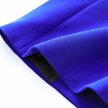 Women's Golden Lion Buttons Royal Blue Skirts Blazer Suit Jacket + High Waist Skirts Belt Suit