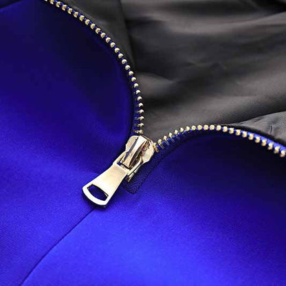 Women's Golden Lion Buttons Royal Blue Skirts Blazer Suit Jacket + High Waist Skirts Belt Suit