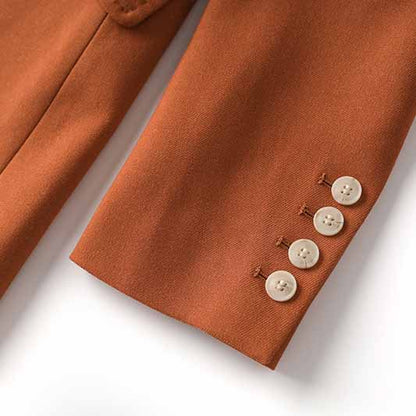 One Button Rust Orange Pantsuit Formal Suit Mid-High Rise Trousers Suit 2 Pieces Pantsuit