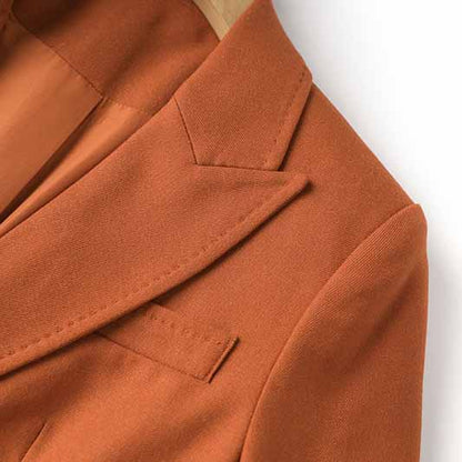 One Button Rust Orange Pantsuit Formal Suit Mid-High Rise Trousers Suit 2 Pieces Pantsuit