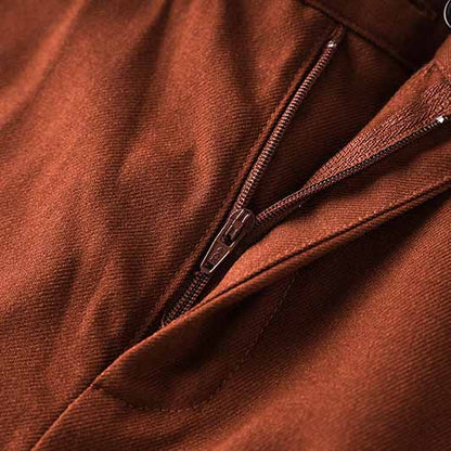 One Button Rust Brown Pantsuit Fitted Blazer + Mid-High Rise Trousers Pantsuit Suit Formal Wear