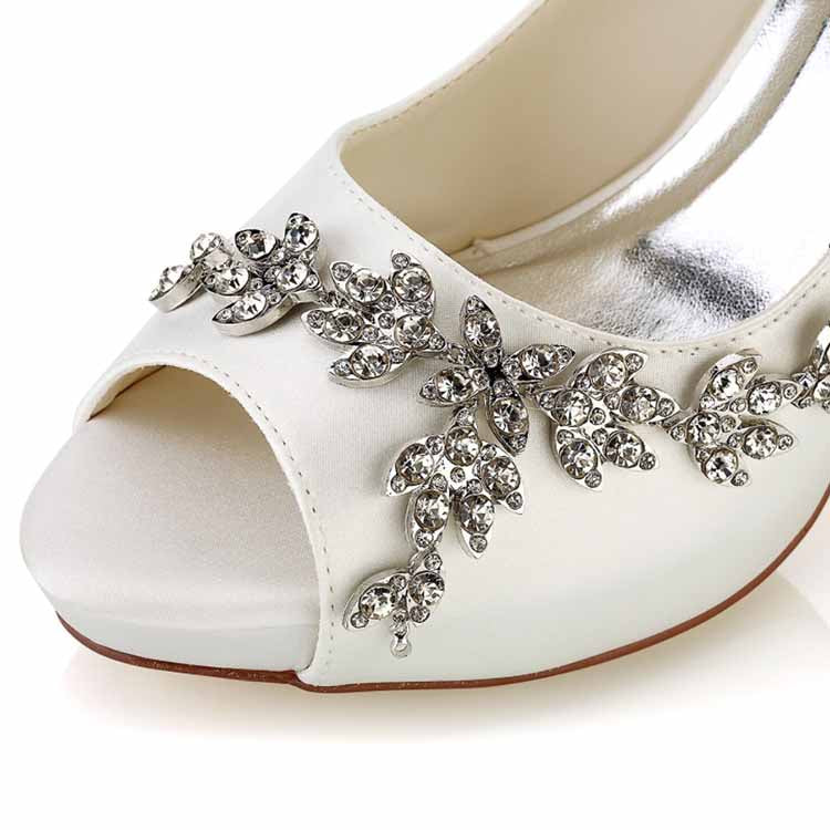 Women's Stilettos Crystal Peep Toe Pump Heel Bridal Shoes Evening Prom Sandals