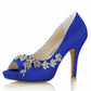 Women's Stilettos Crystal Peep Toe Pump Heel Bridal Shoes Evening Prom Sandals