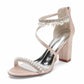 Women Ankle-Strp Pump with Pearl Wedding Prom Sandals Chunky Shoes