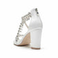 Bridal Rhinestones Heels X-Strap Chunky Sandals Prom Block Heel Shoes