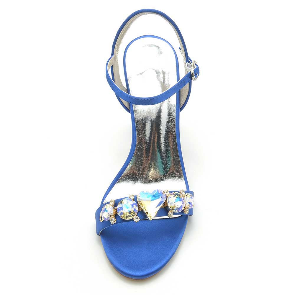 S&DCo. blue bridal rhinestone stiletto heels with sparkling gems and a sleek design