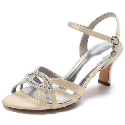 Elegant SD Dresscode satin dress sandals for women with rhinestone detailing and ankle strap