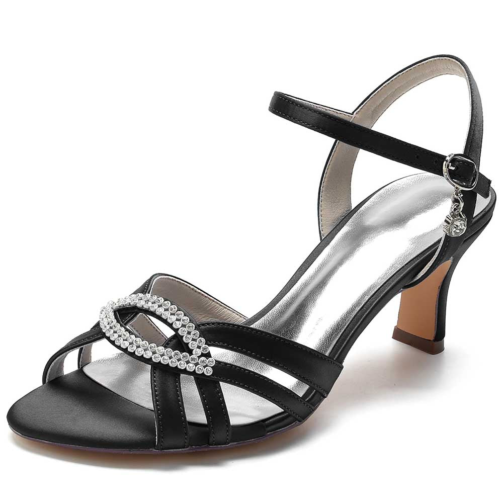 SD Dresscode satin dress sandals for women featuring a crystal-embellished design and a stylish heel