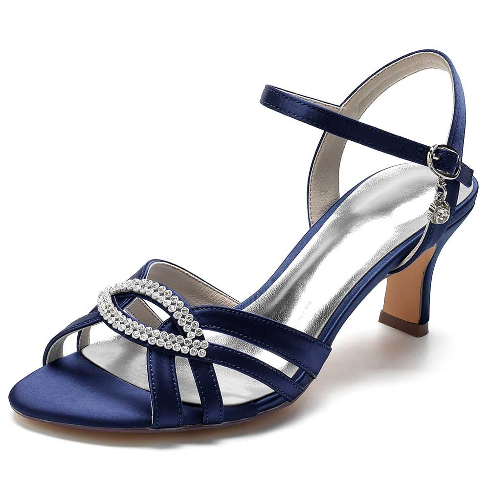 Navy SD Dresscode satin dress sandals for women with crystal embellishment and stylish strap design