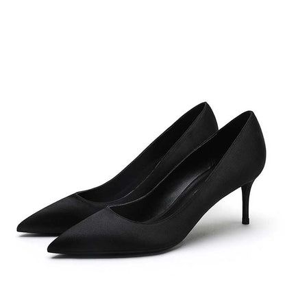 Red satin low heel party shoes with a sleek design for elegant occasions