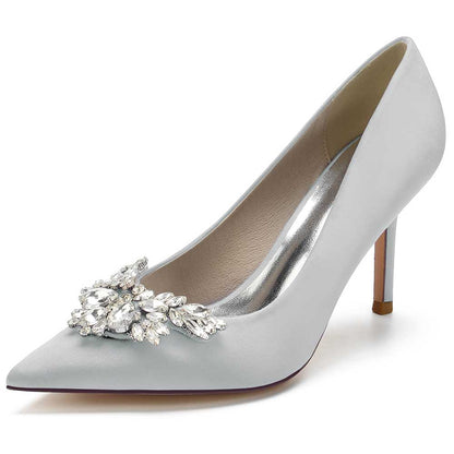 SD Dresscode & Fashiontrends Satin Rhinestone Heels for Parties with Elegant Embellishments