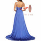 Women's Long Prom Dress Spaghetti Strap A Line Satin Formal Evening Party Gown