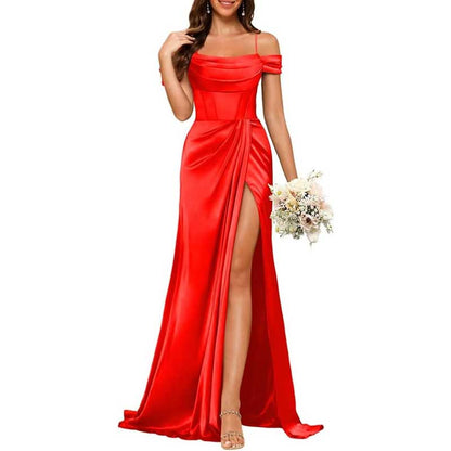 Long Bridesmaid Dresses For Wedding Spaghetti Strap Mermaid Prom Dress