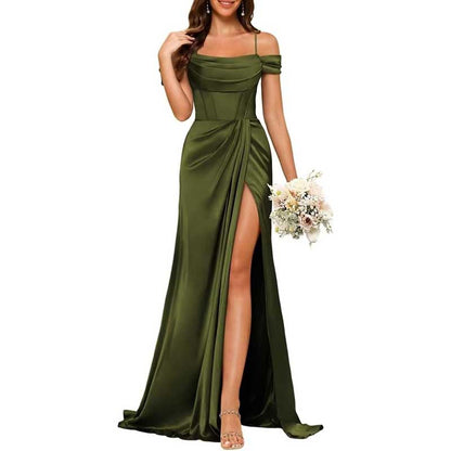 Long Bridesmaid Dresses For Wedding Spaghetti Strap Mermaid Prom Dress