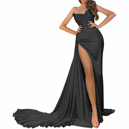 Women's Strapless Mermaid Prom Dresses Long High Split Formal Evening Party Gowns