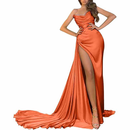 Women's Strapless Mermaid Prom Dresses Long High Split Formal Evening Party Gowns