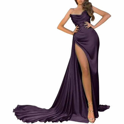 Women's Strapless Mermaid Prom Dresses Long High Split Formal Evening Party Gowns