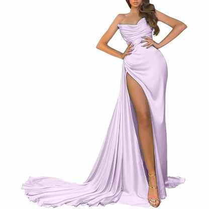 Women's Strapless Mermaid Prom Dresses Long High Split Formal Evening Party Gowns