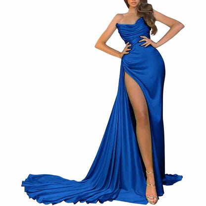 Women's Strapless Mermaid Prom Dresses Long High Split Formal Evening Party Gowns