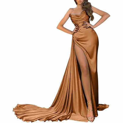 Women's Strapless Mermaid Prom Dresses Long High Split Formal Evening Party Gowns